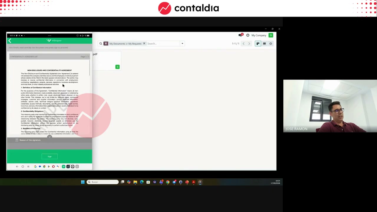 App de la tablet: documentos pendientes y firma con lápiz biométrico