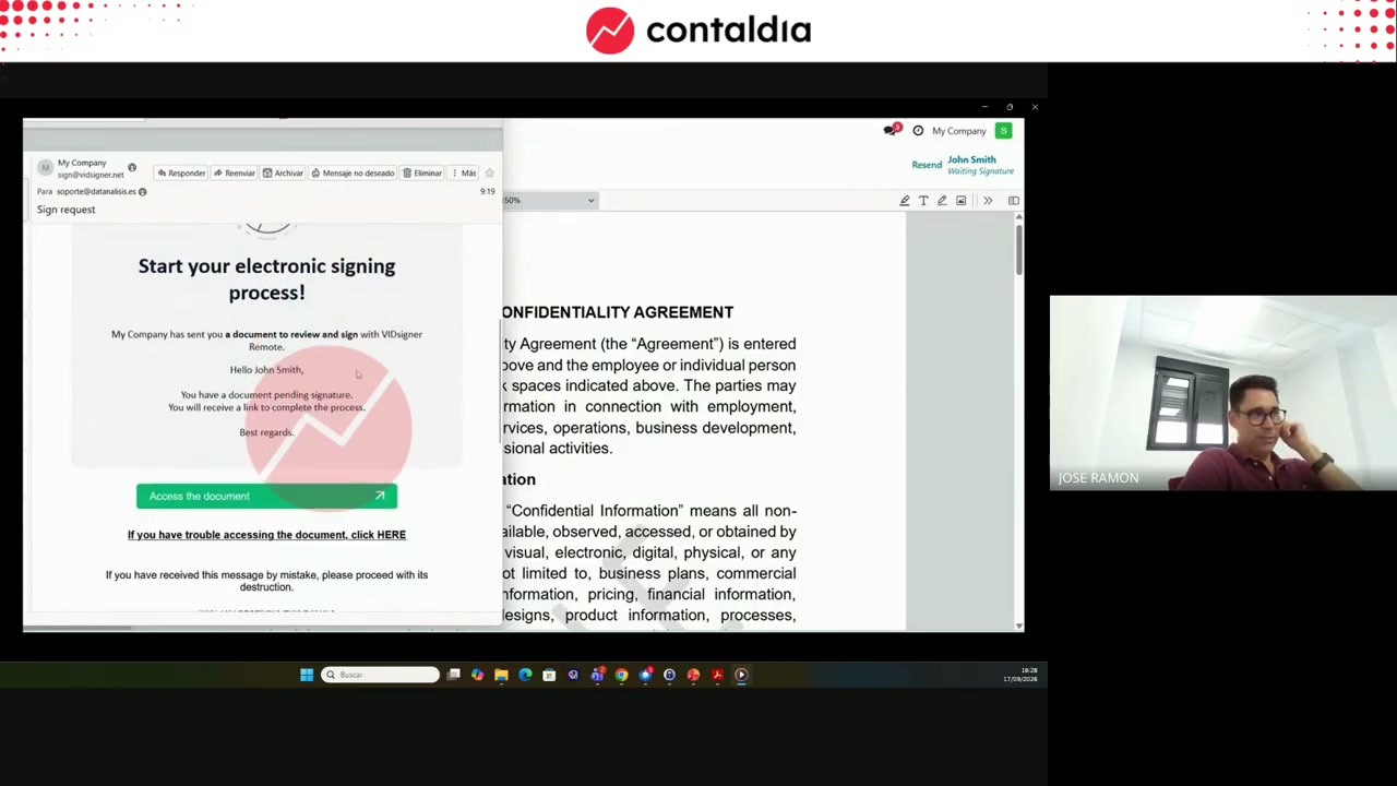 Firma remota: correo, entorno seguro, caducidad e identificación