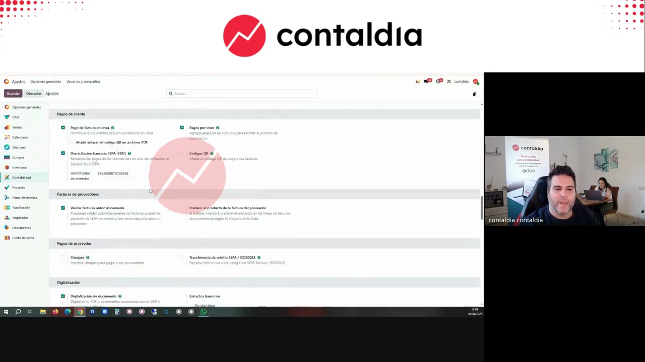 Ajustes de Contabilidad: check que activa la contabilidad analítica
